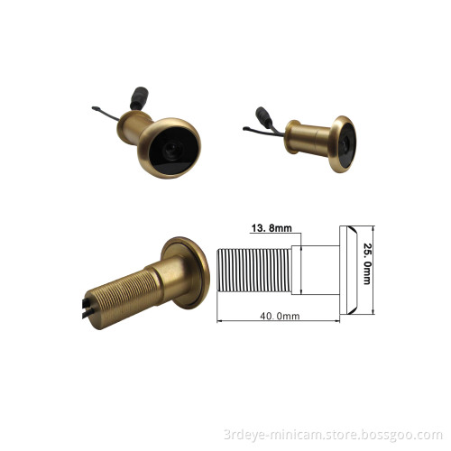 Brass Wireless 5.8GHz Mini Door Peephole Viewer Camera (13.8mm Diameter; 90deg View Angle; 0.008lux) (TE50)